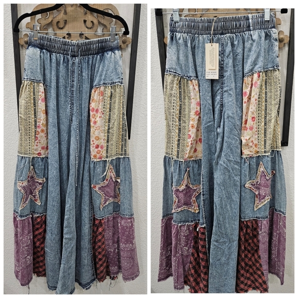 Bohemian Patchwork Flare Jeans - Picture 2 of 4